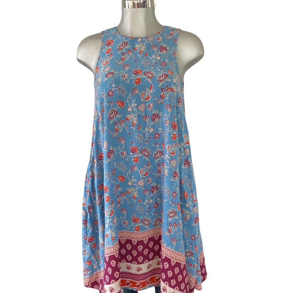 Beach Lunch Lounge Nellie Shift Tunic Dress Floral Coastal Lagenlook Boho Small